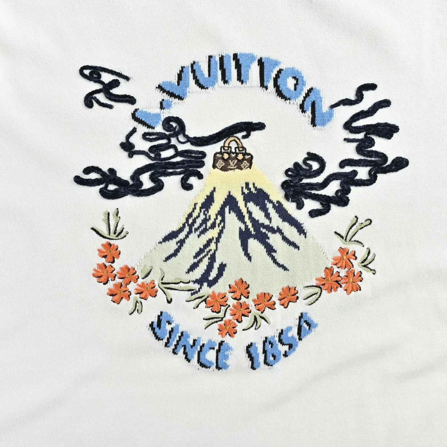 Louis Vuitton/Louis Vuitton Nigo joint letter embroidery jacquard pattern knitted short sleeves
